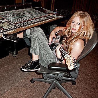 Avril Lavigne in the studio