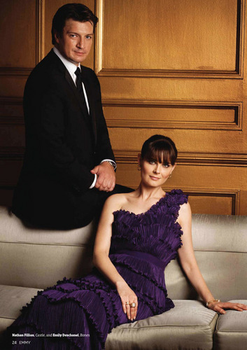  Nathan Fillion and Emily Deschanel in Emmy Magazine