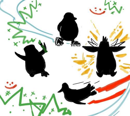  Penguins' spontaneous Art