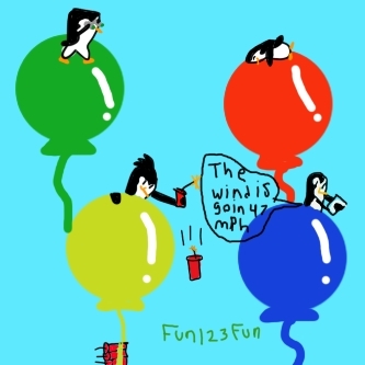 the penguins on balloons
