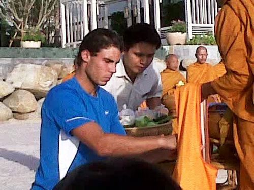  Close-up of what appears to be Rafa receiving a Buddist Blessing..