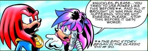  Julie-Su trying to persuade Knuckles while he is under a hex