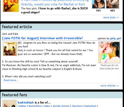 Look what the featured Article on the Fanpop Home Page! {24th September 2010}