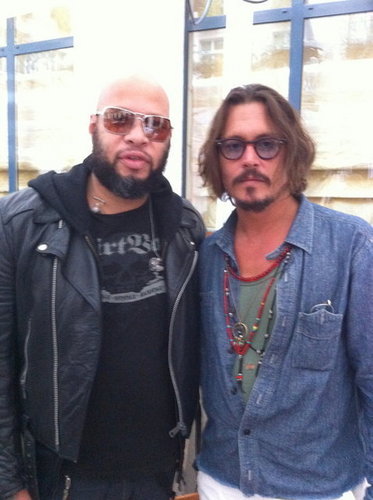  johnny depp and Frank Ferrer (Guns N' Roses) 13.09.2010 Paris.