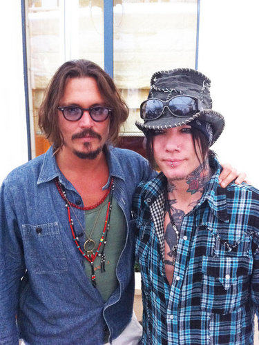  Johnny Depp with armas N' rosas guitarist DJ Ashba in Paris 9/13/10