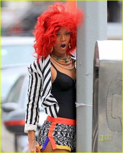 Rihanna on set "What's My Name" Music Video