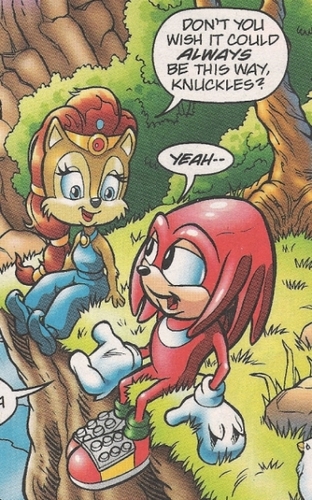  A young Sally talking with Knuckles on エンジェル Island