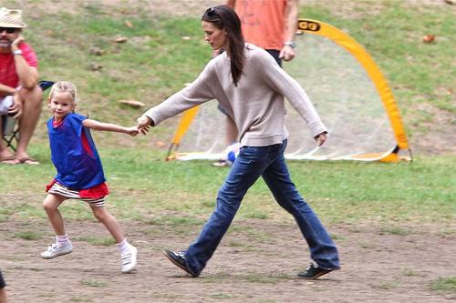  Jen took viola and Seraphina to play soccer!