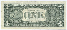  The back of a 1 dollar bill of U.S.A.