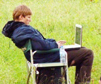  Bradley on his laptop