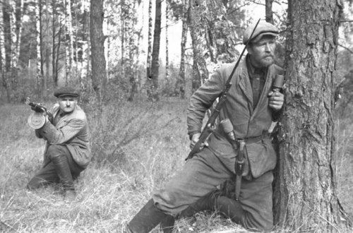  Soviet partisan fighters behind German front lines in Belarus, 1943.