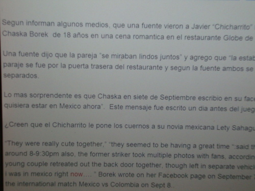  chicharito y su novia chaska borek :cuernos leticia sahagun