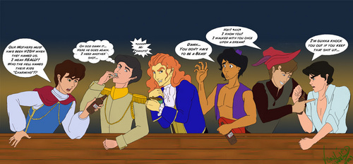 Disney Princes at the Bar