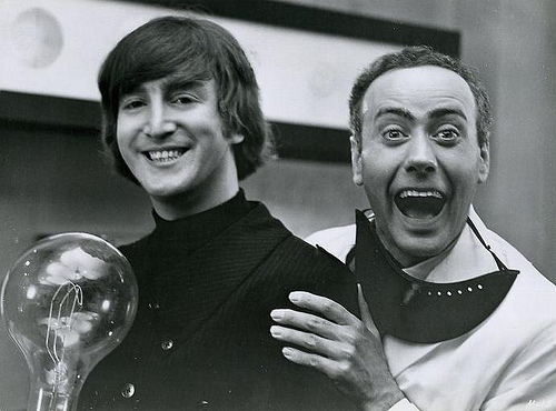  John with the guy who stalked The Beatles in their sinema