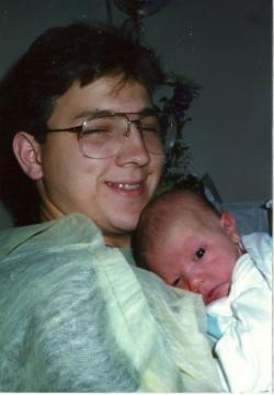 Baby Kevin Jonas with his dad