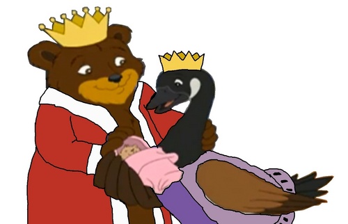  King भालू and क्वीन बत्तख, हंस