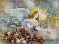  Angel And mga rosas In Art