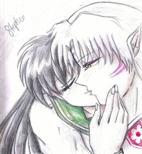 sesshomaru and kagome kissing