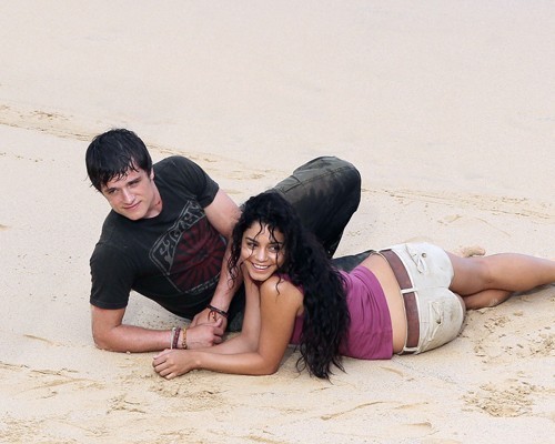  Josh with Vanessa on set of Journey 2: The Mysterious Island :)