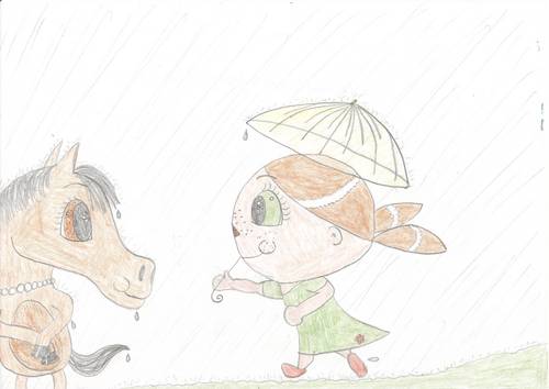 Best Friends share an umbrella in the rain
