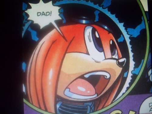  Knuckles shocked @ the sight of his Dad being chained up and held prisoner