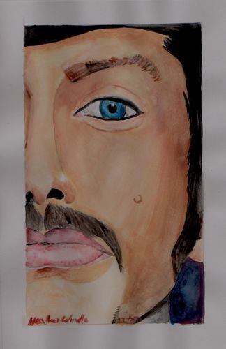  Watercolour of Jude Law's face.