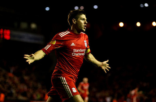 S. Gerrard playing for Liverpool