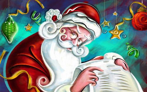  Santa is checking his lista Sarah ..Have te been Naughty o Nice ?