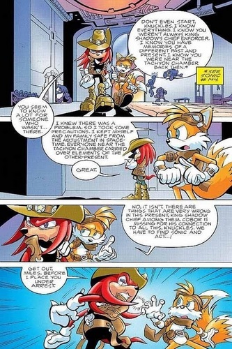  Tails fighting with head officer and Guardian, Knuckles