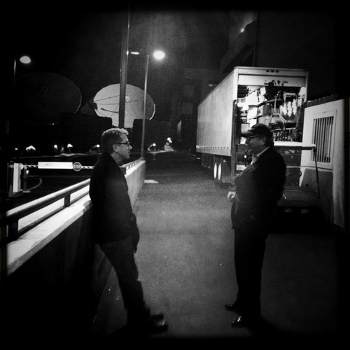  "A bit of night air between setups for Tim and The Moose"