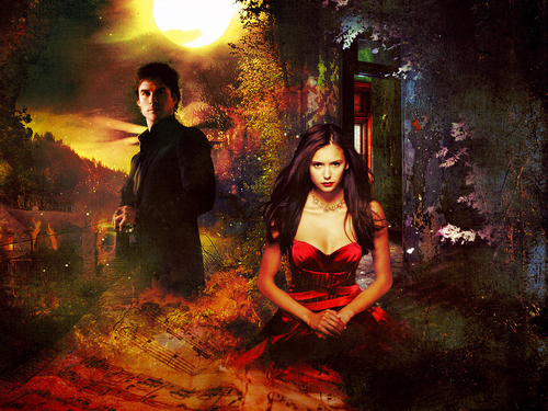  Damon and Elena fond d’écran