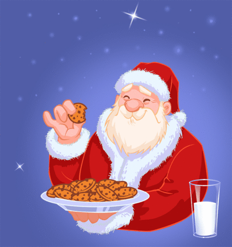 Santa Eating His Cookies,Animated