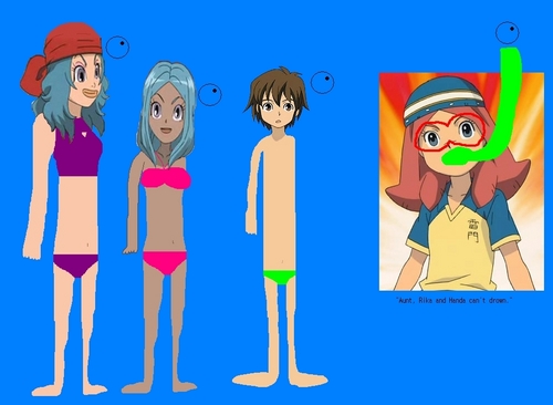  Touko Zaizen and Handa, Rika and Rika's Mom wearing swimsuit