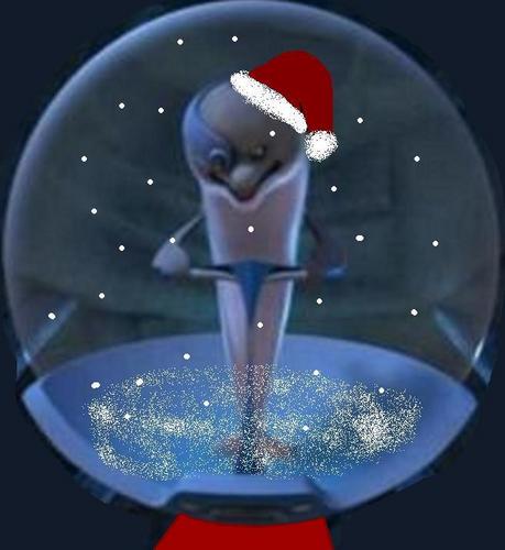  哈哈 Dr.Blowhole as santa!....in a snow globe :P