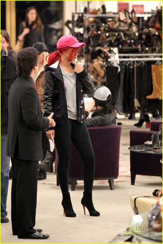 Rihanna goes shoe shopping at Saks Fifth Avenue on Tuesday (December 21) in Beverly Hills, Calif.Rea