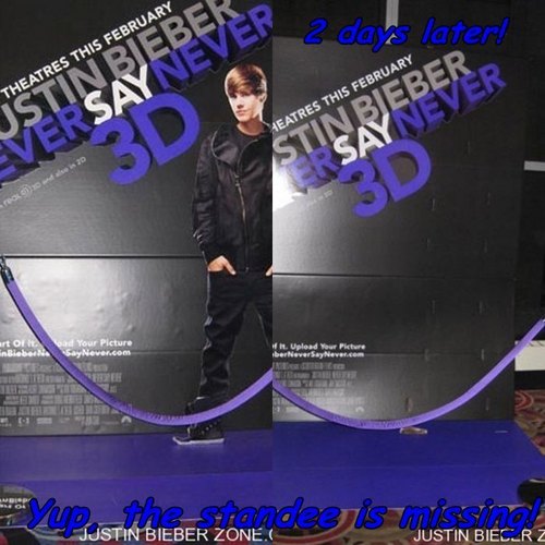  Missing: Justin Bieber “Never Say Never” 3D Film Movie Standee