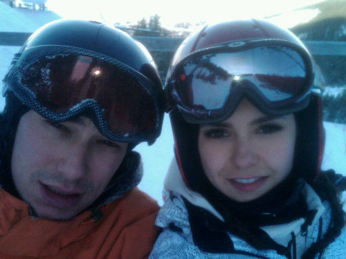 Nina skiing with her brother :)