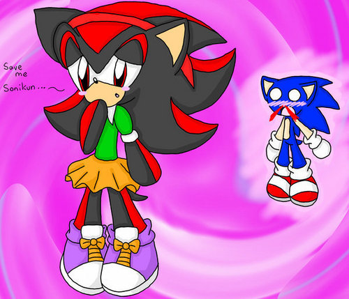  Shadow wearing Amy's old clothes XD