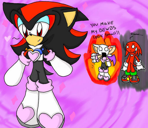 Shadow wearing Rouge's clothes XD