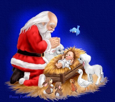  santa with baby Иисус