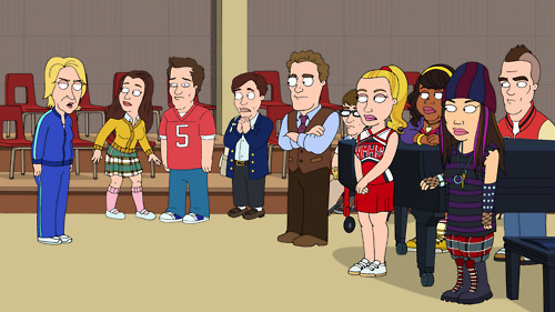  The 글리 club appears on the Cleveland Show on January 16, 2011.
