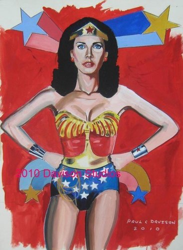 Lynda Carter as Wonder Woman watercolor by Paul Davison