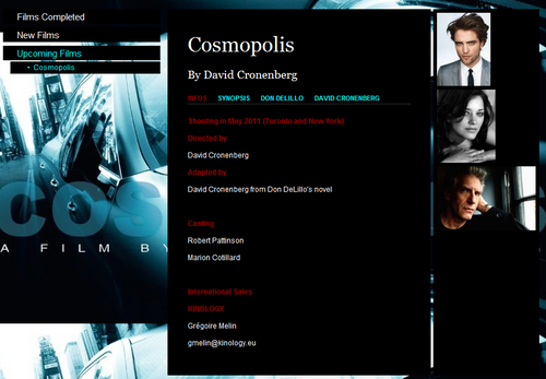  Rob's Cosmopolis Gets a Start Date. Old Promo Teaser Poster from Cannes 2010