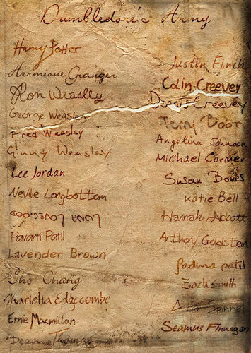  Dumbledore's Army তালিকা :))