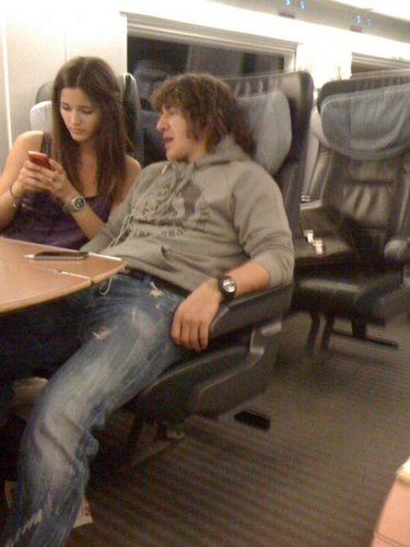Pique and Puyol on the way to Shakira concert in Frankfurt. (8 th Dec 2010. )
