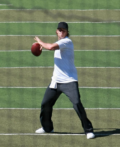  Tom Brady Practicing At UCLA Football Training Field-March 17, 2010