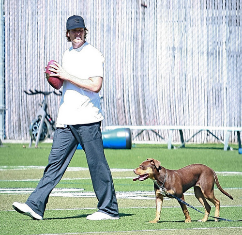  Tom Brady Practicing At UCLA Football Training Field-March 17, 2010