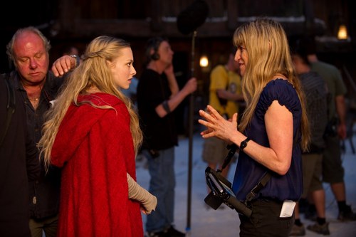  Amanda on the set of 'Red Riding Hood'.
