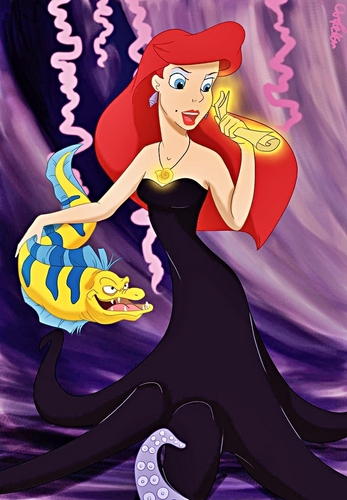  The Little Mermaid fan Art - Evil Ariel & platessa, passera pianuzza
