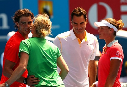  Nadal kisses Kim ,Federer laugh Rafa